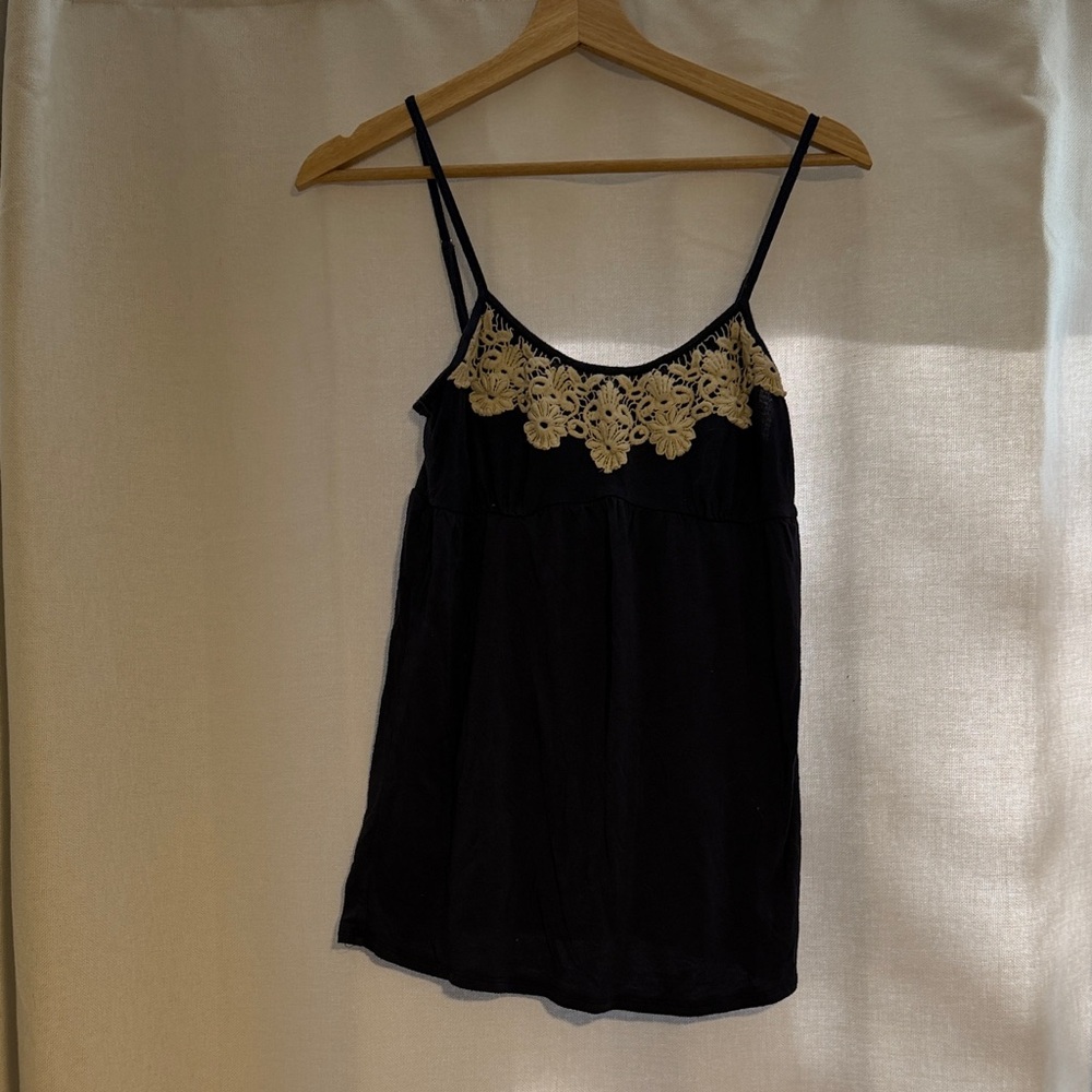 dELiA*s Black Camisole with Gold Lace Detail